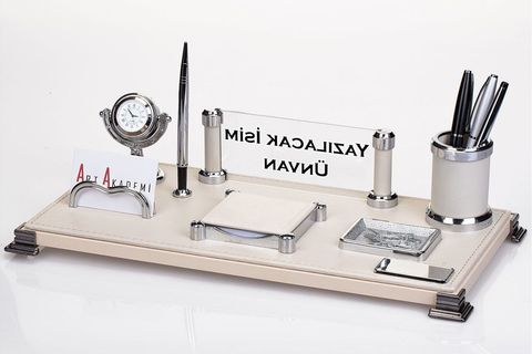 EFES MASA İSİMLİK SETİ DERİ OFİS MASA İSİMLİĞİ, BEYAZ