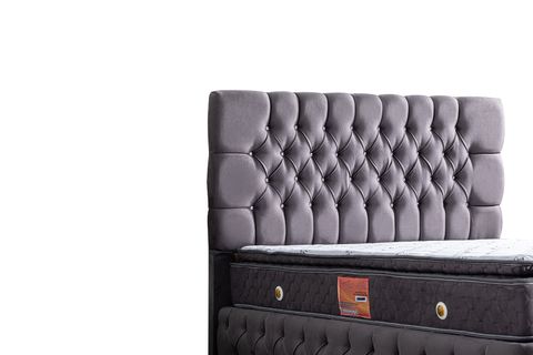 ROMA BAZA BAŞLIK VE REAL PEDLİ YATAK SETİ, ANTRASİT, 120X200