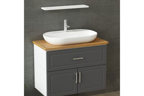 SANYA BANYO DOLABI AS2K1Ç73, BEYAZ ANTRASİT, 85CM