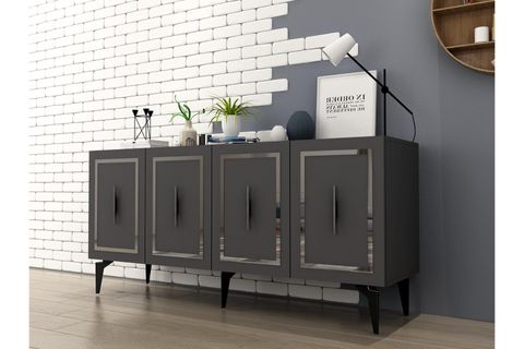 VANNESSA LAZER DESENLİ PLEKSİLİ KONSOL, ANTRASİT GÜMÜŞ