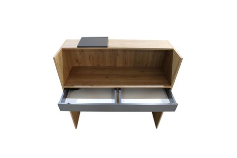 NAVİTA LED IŞIKLI KARŞILAMA BANKOSU KASA KARŞILAMA MASASI, SEPET ANTRASİT, 110 CM, ÇEKMECELİ