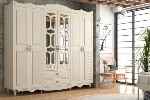 RABİ CANSU COUNTRY GARDIROP, BEYAZ, 6 KAPAK 2 ÇEKMECELİ
