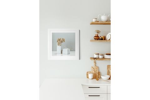 KURUTULMUŞ ÇİÇEK TABLO, BEYAZ ÇERÇEVE, 40X40