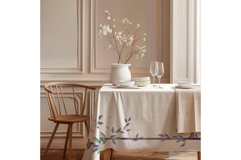 LAVANTA YAPRAKLARI PAMUK MASA ÖRTÜSÜ, 100X100 CM