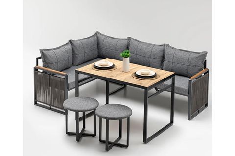 FLORİDA MASALI PUFLU BAHÇE BALKON TAKIMI, GRİ