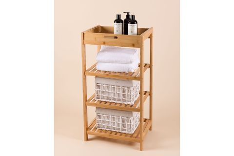 THE MİA BAMBU 4 KATLI TEPSİLİ DÜZENLEYİCİ DOLAP RAF 75X40X30 CM