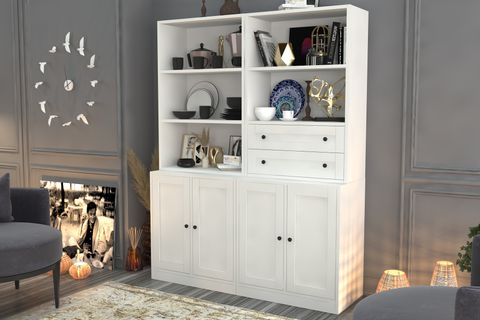 ZEHRA KONSOL 353, RAFLI ÇEKMECELİ DOLAPLI, BEYAZ, 130 CM VTR-1068