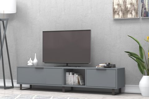 ZENON TV ÜNİTESİ, KOYU GRİ METAL AYAKLI, 180 CM