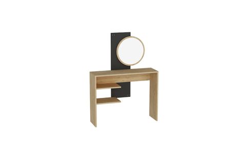 DALİ GENİŞ AYNALI RAFLI MAKYAJ MASASI, SAFİRMEŞE ANTRASİT
