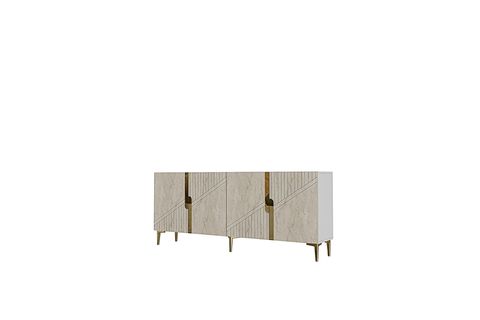 EVVA KONSOL VE TV SEHPASI, BEYAZ TRAVERTEN GOLD, 180 CM