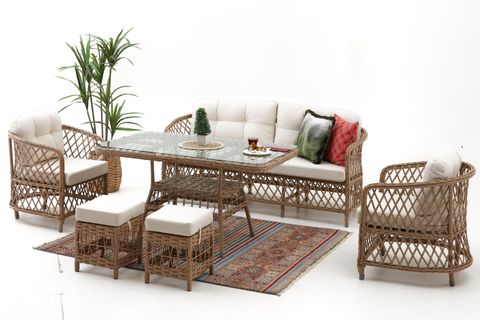 PALMA RATTAN ÜÇLÜ OTURMA GRUBU, CAPPUCCINO