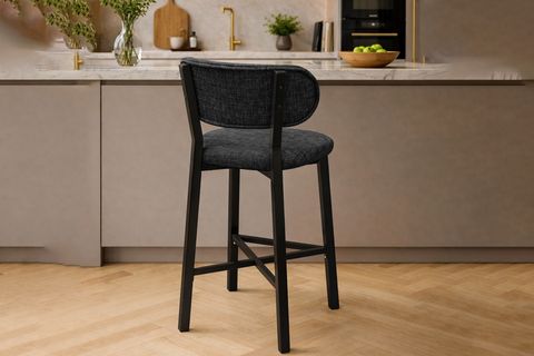 TERA BAR MUTFAK SANDALYESİ, KROM KAPLAMA AYAKLI, ANTRASİT