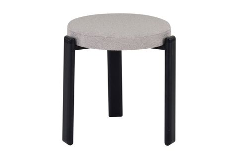 TERAS SİYAH METAL AYAK TEDDY KUMAŞ İSTİFLENEBİLİR TABURE, 2 ADET, BEJ