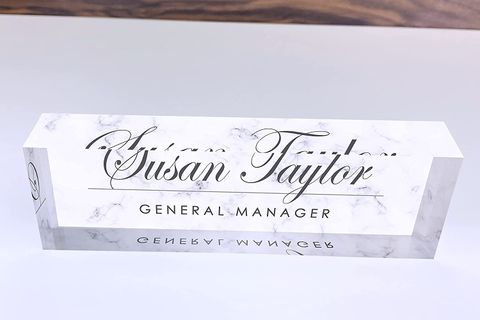 OFİS MASASI İSİMLİK, BEYAZ MERMER 2