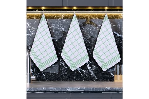 WAFFLE DESEN ÜÇLÜ ELMA YEŞİLİ MUTFAK KURULAMA BEZİ, 50X70CM