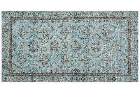 ESKİTME EL DOKUMA VİNTAGE HALI MAVİ 136X260