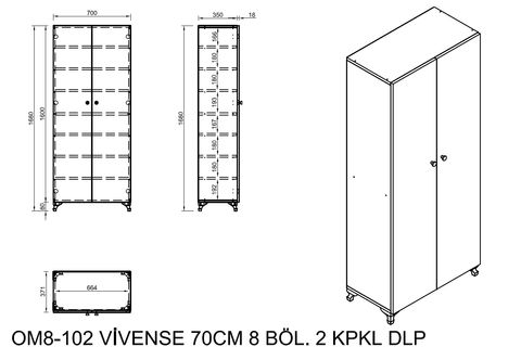 LAVO ÇOK AMAÇLI 2 KAPAKLI DOLAP, 70 CM