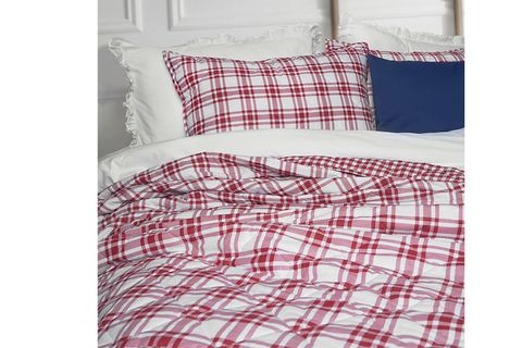 LAMİRA HOME YATAK ÖRTÜSÜ VE YASTIK, KIRMIZI EKOSE, TEK KİŞİLİK