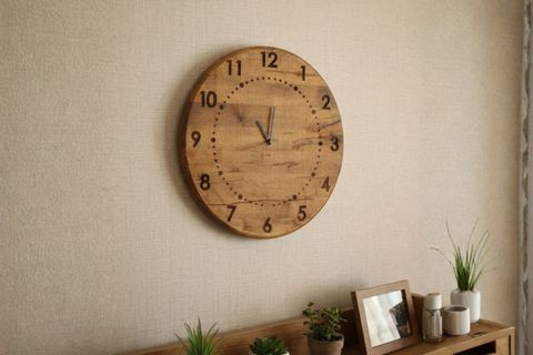 KADRAN KAYIN AHŞAP LAZER KAZIMA DUVAR SAATİ, 40 CM