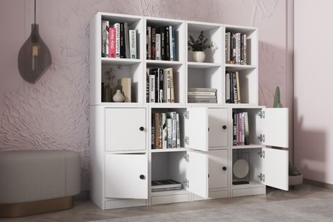 LEKSA KAPAKLI RAFLI KİTAPLIK 130 CM BEYAZ KTP-1324-Ç