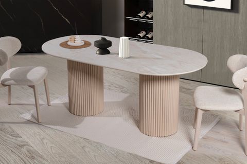 ASSU MERMER BASKI MDF YEMEK MASASI