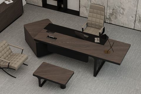 TRENCH OFİS MASA TAKIMI, SAĞ, REMBRAND SİYAH, 275 CM