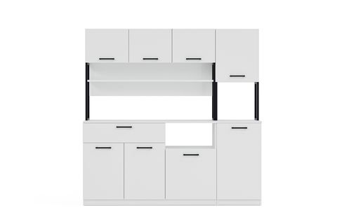 LAVO ÇEKMECELİ ÇOK AMAÇLI KAHVE KÖŞESİ DOLABI, BEYAZ, 8 KAPAKLI