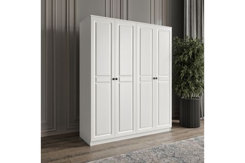 VİOLET GARDIROP, BEYAZ, 4 KAPAKLI