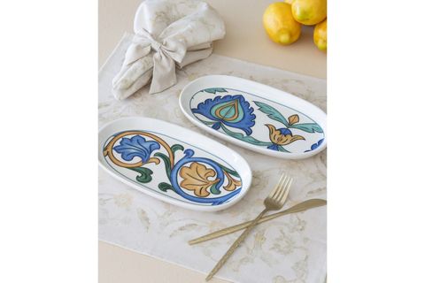 THE MİA LİMONCELLO OVAL SERVİS TABAĞI 2Lİ SET GRİ 23 CM