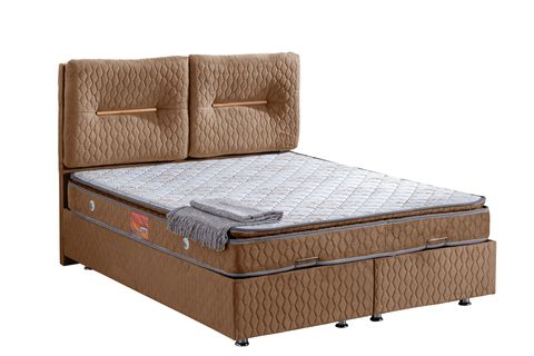 ASTRA BAZA BAŞLIK VE REAL PEDLİ YATAK SETİ, KAHVERENGİ, 160X200