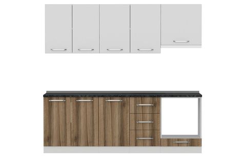 MİNAR 225 CM MUTFAK DOLABI BEYAZ DORE 230 D8