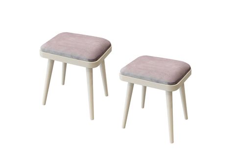 VİNA İKİLİ MİNİ TABURE, SEDEF KREM SOHO GRİ