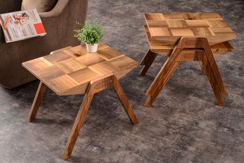WALNUT ZİGON SEHPA, ÜÇLÜ