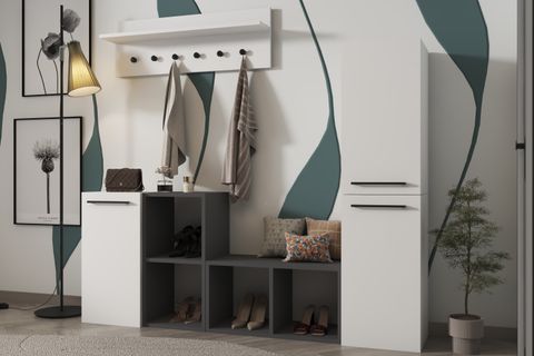 STEPORA MODERN AYAKKABILIK VE PORTMANTO SETİ ANTRE DOLABI