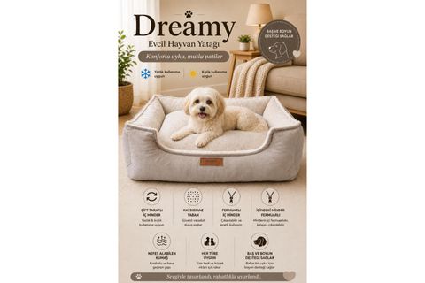 DREAMY NEST BED, K.KREM KREM, XL BEDEN, 75X95X22 CM