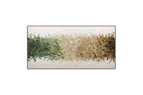 YEŞİL VE KREM TONLU SOYUT ÇALIŞMA ORİJİNAL YAĞLI BOYA TABLO