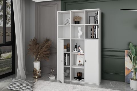 BKCONCEPT 2 KAPAKLI RAFLI KİTAPLIK, 97 CM, BEYAZ, KTP-1080