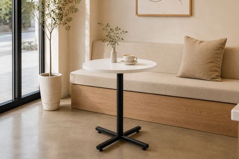 PAYAS METAL AYAK MUTFAK BAHÇE BALKON BİSTRO VE CAFE MASASI, 70X70 CM, BEYAZ SİYAH