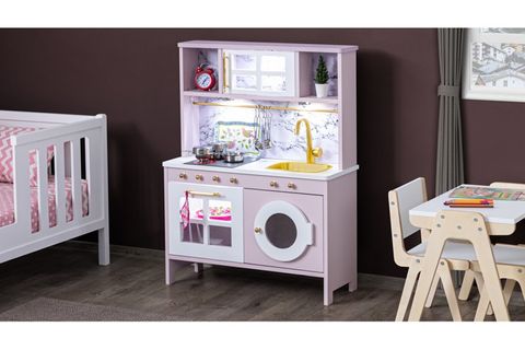 EĞİTİCİ MONTESSORİ MUTFAK ÇAMAŞIR MAKİNALI OYUNCAK SETİ, PEMBE