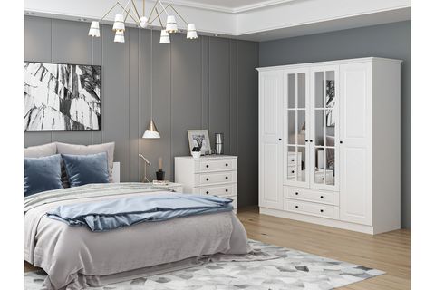 KALE210 YATAK ODASI TAKIMI, BEYAZ MEBRAN, 4 KAPAKLI, SET 68