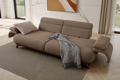 ALASKA SIRT MEKANIZMALI CEVIZ KASALI ÜÇLÜ KOLTUK, SÜTLÜ KAHVE