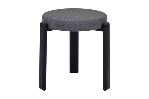 TERAS SİYAH METAL AYAK TEDDY KUMAŞ İSTİFLENEBİLİR TABURE, 6 ADET, GRİ