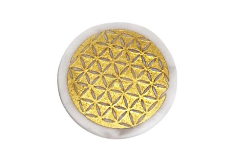LUX & MARBLE LİFE YAŞAM ÇİÇEKLİ YUVARLAK BARDAK ALTLIĞI, BEYAZ MERMER