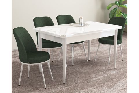 LİFE MUTFAK MASA TAKIMI 4457, 4 SANDALYE BEYAZ, 70X110