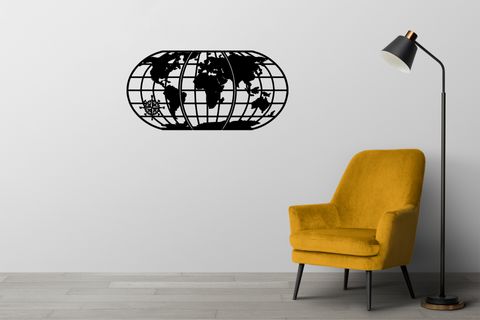DEKOZEM METAL DUNYA HARİTASİ DUVAR SÜSÜ