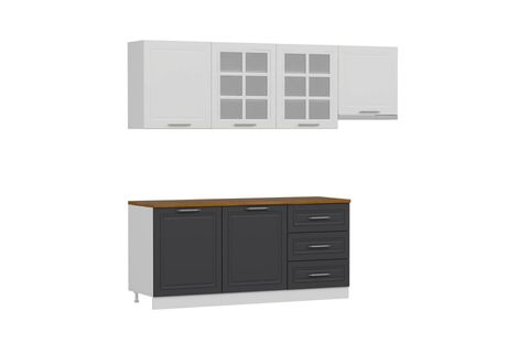 MİNAR 240 CM MEBRAN C MUTFAK DOLABI BEYAZ ANTRASİT 240-MCBA2