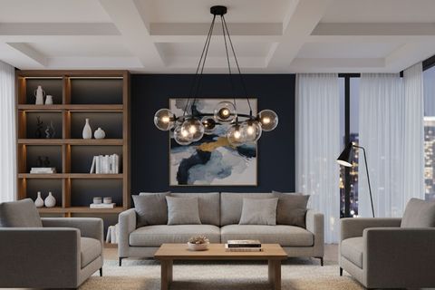 BUSE SEKİZLİ AVİZE, SİYAH ŞEFFAF