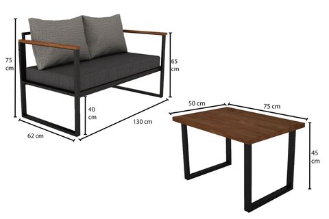 WOODESK NATURE İKİLİ BAHÇE TAKIMI, GRİ, CPT5508-130