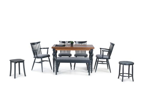 DAMLA MASA + KIRLANGIÇ SANDALYE TAKIMI, CEVİZ ANTRASİT, 125X80
