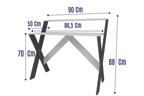 ÇAPRAZ AYAKLI DERS ÇALIŞMA MASASI, ANTRASİT BEYAZ, 50X90